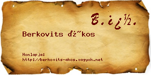 Berkovits Ákos névjegykártya