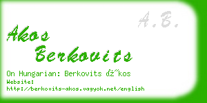 akos berkovits business card